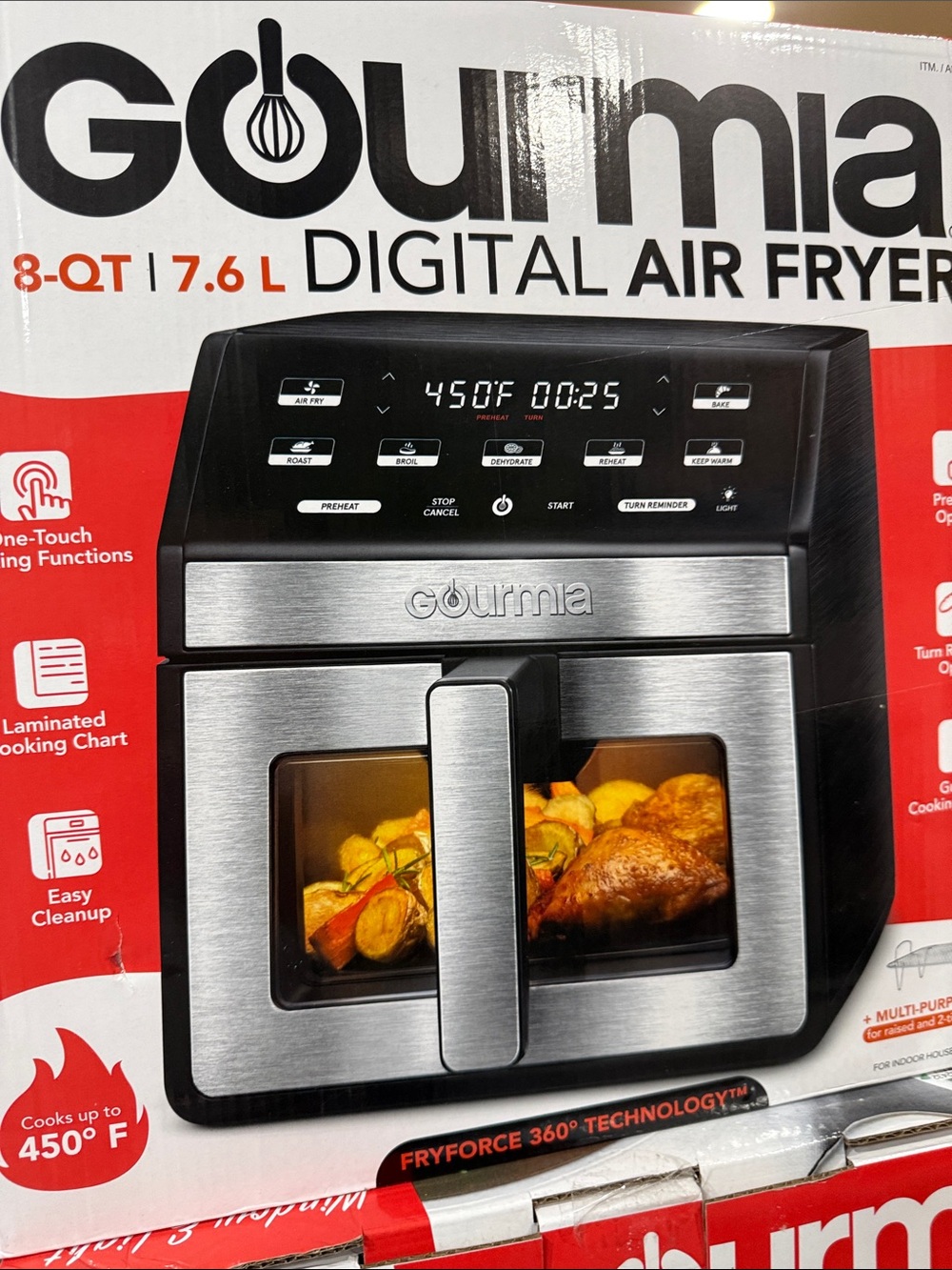 Gourmia Stainless Steel & Black 8-Quart Digital Air Fryer